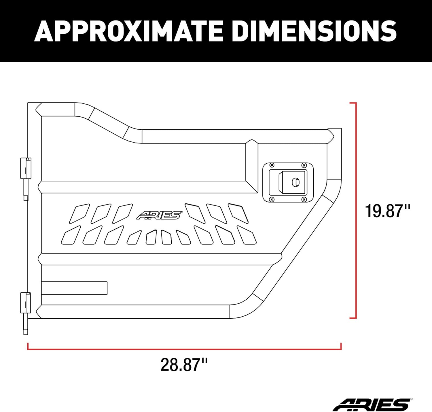ARIES 25009 Black Aluminum Rear Jeep Wrangler JK Tube Half Doors