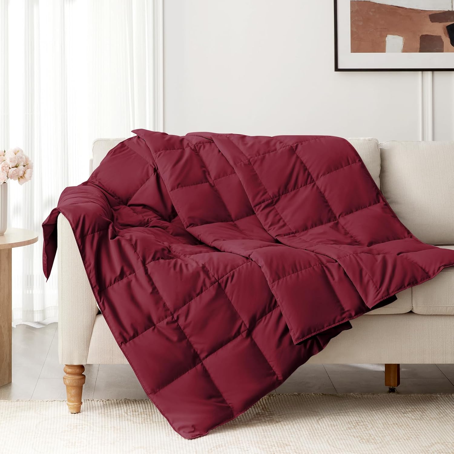 Peace nest Down Throw Blankets for Couch 50x70 Down Blanket for Indoor and Outdoor Throw Blanket use Soft Lightweight Throw Blanket Red