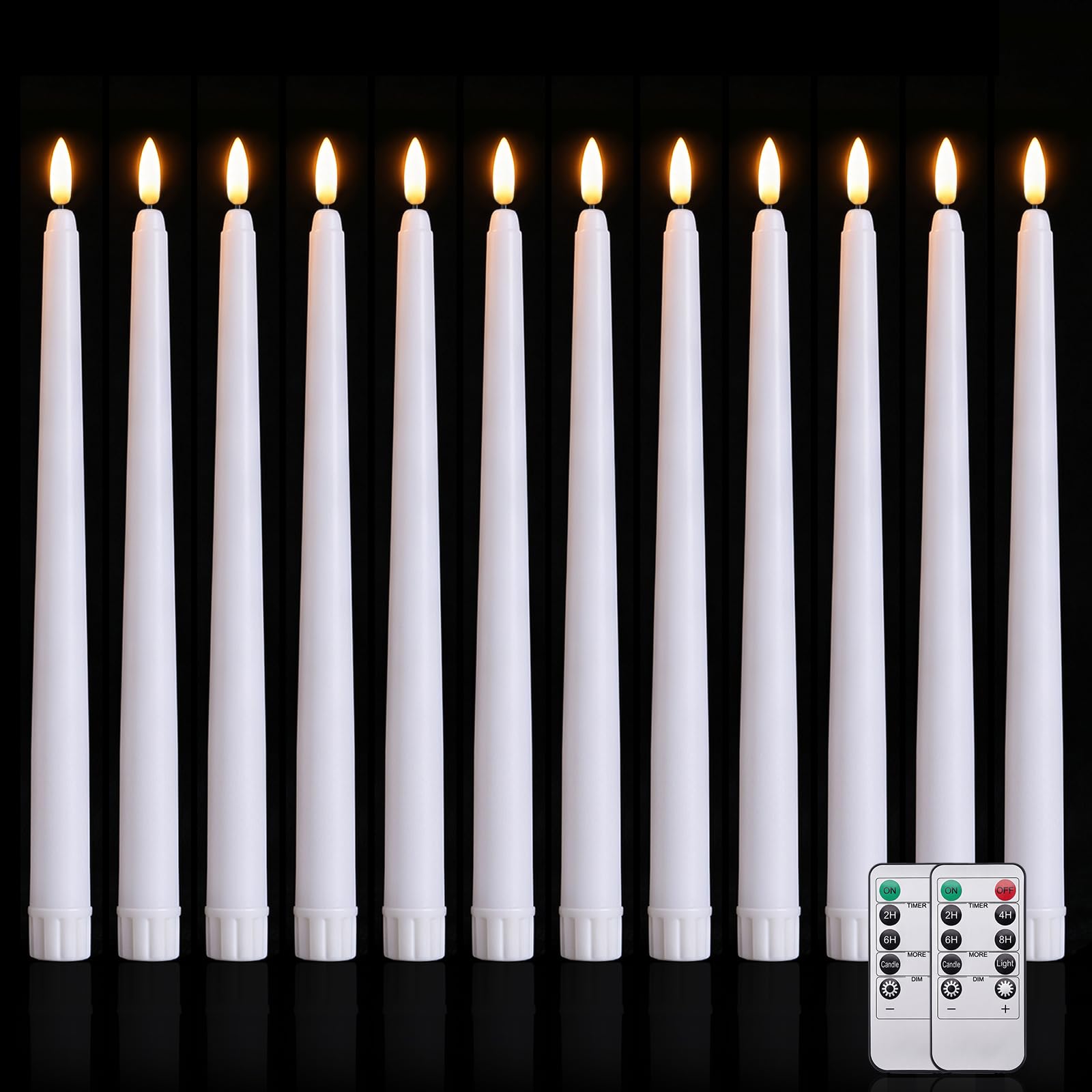 IMAGE Flameless LED Candles Battery Operated12 Pack Tapered Candles with Remote Control & Timer (White)