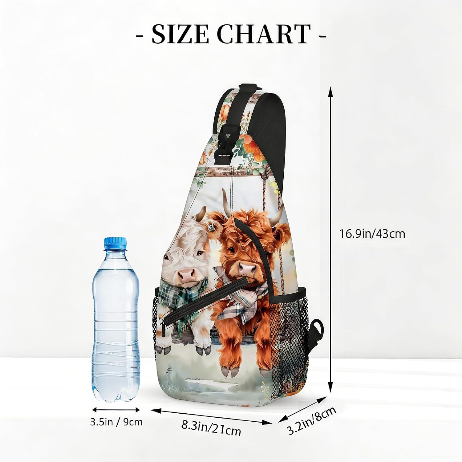 Sling Bag for Women Men, Cute Highland Cows Small Crossbody Sling Backpack Chest Shoulder Bag for Travel Hiking Gym Cycling Casual Daypack, Adjustable Waterproof Bag image 2
