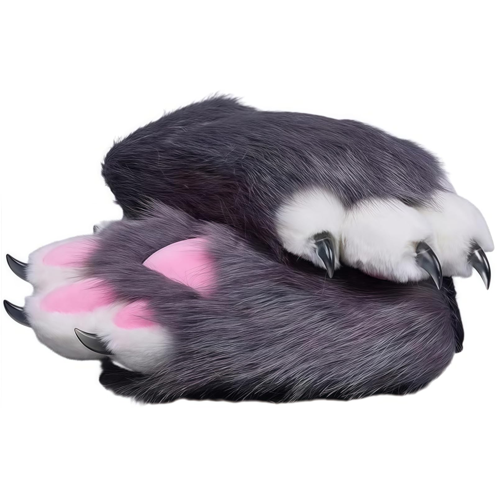 Fursuit paws gloves Multiple colors to choose from Furry claws Cosplay exhibition costumes Cat paw glove (dark grey, One Size) — image 1