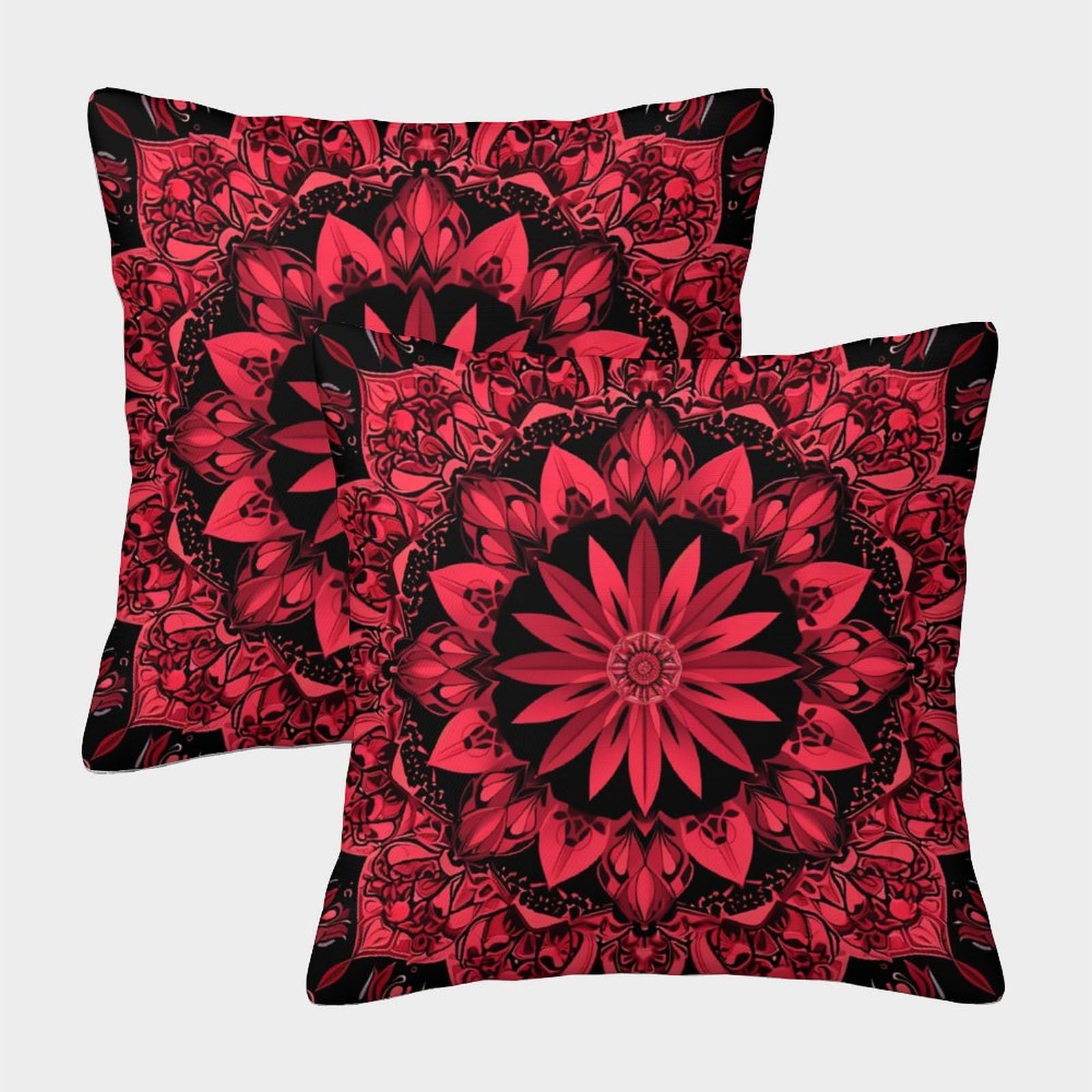 PFYWZJDDTTBD Square Decorative Bohemian Mandala Throw Pillow Cases Cushion Covers 2 Pcs for Sofa Bedroom Living Room Invisible Zipper 40x40cm