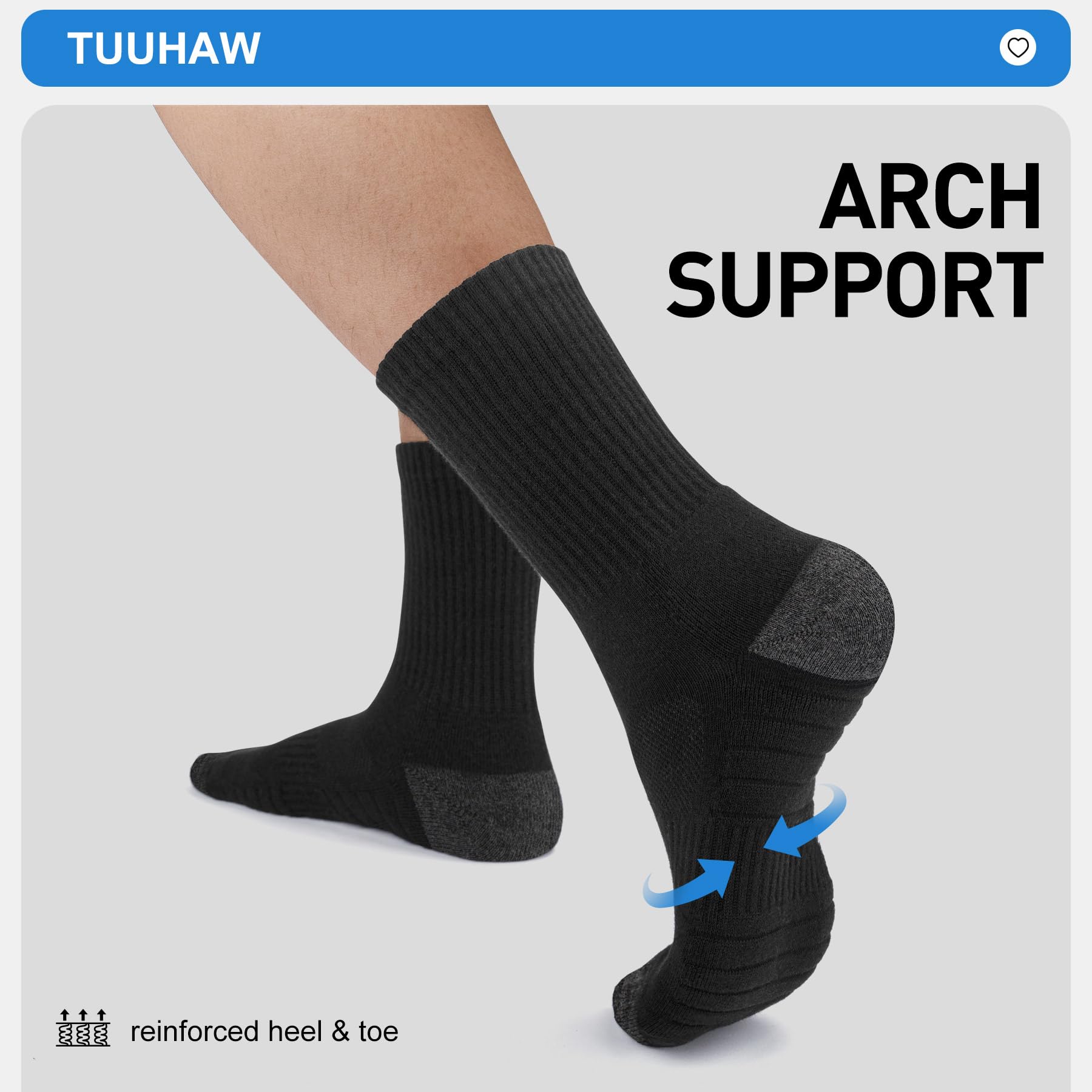 TUUHAW 6/12 Paia Calzini Uomo e Donna Sportivi Lunghe Cotone Sport Calzettoni con Buona Elasticità Alti Socks Calze Traspiranti