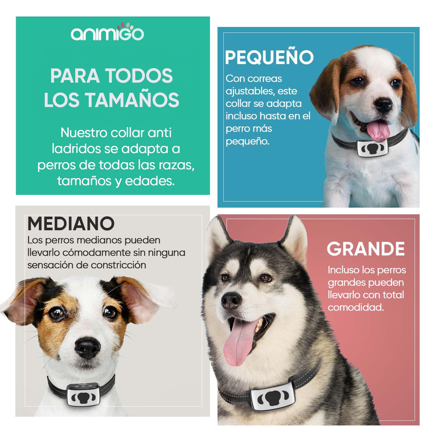 Collar Antiladridos para Perros Automático Sin Descarga con Correa Ajustable 12-55cm - con 7 Niveles de Vibración y Sonido para Adiestramiento, Recargable con USB, Pantalla LED y Resistente al Agua