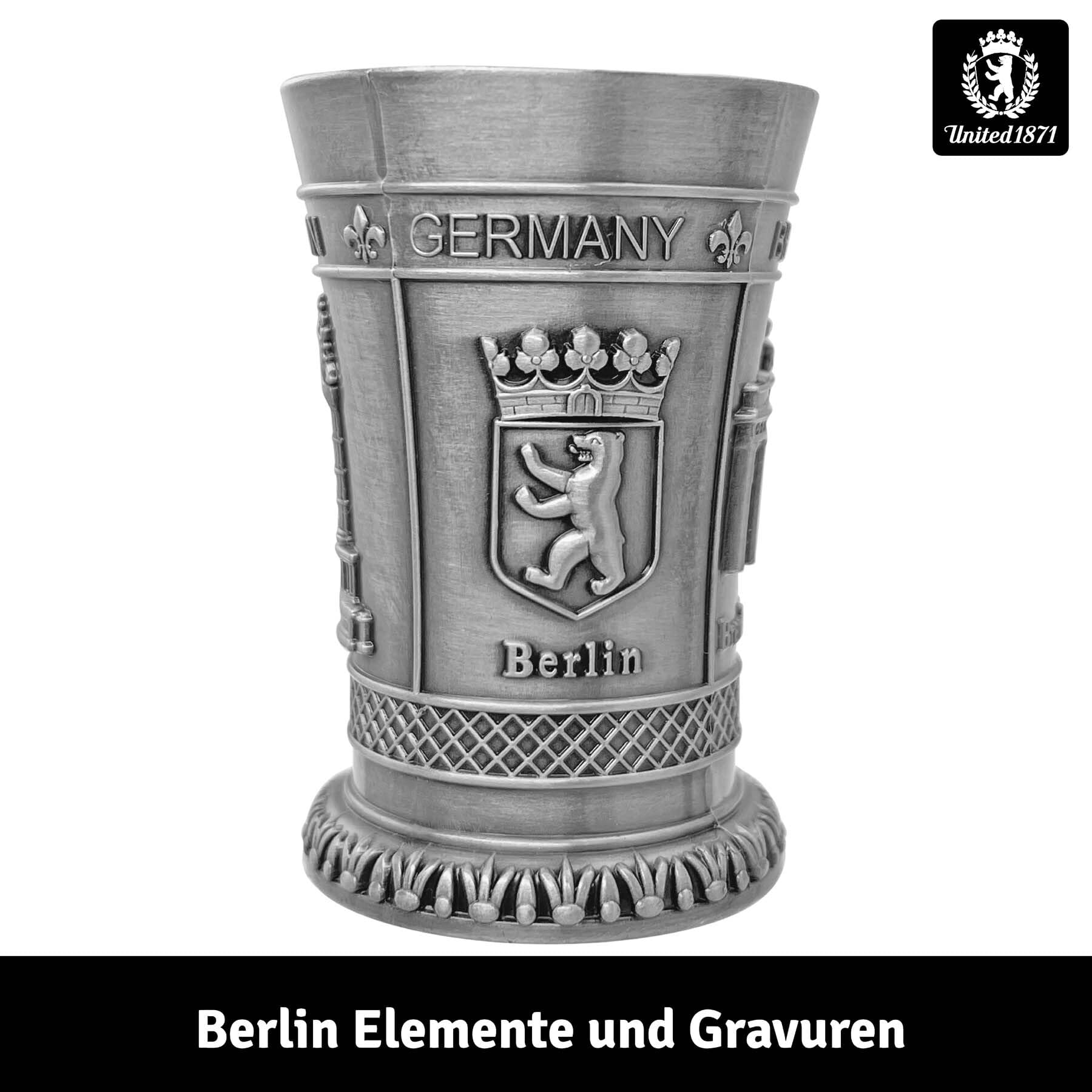 Berlin Souvenir (Zestaw 2) Kieliszki metalowe, Kieliszek jako pamiątka z Niemiec