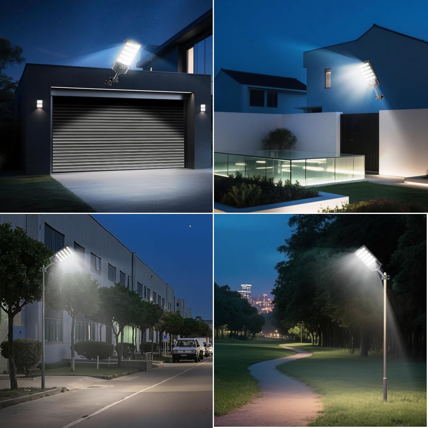 600W Lampione Solare Led Esterno 2 pezzi,IP66 Impermeabile Faretto Stradale con Sensore di Movimento,6500K Lampioni da Giardino Esterno Solari per Garage Strada