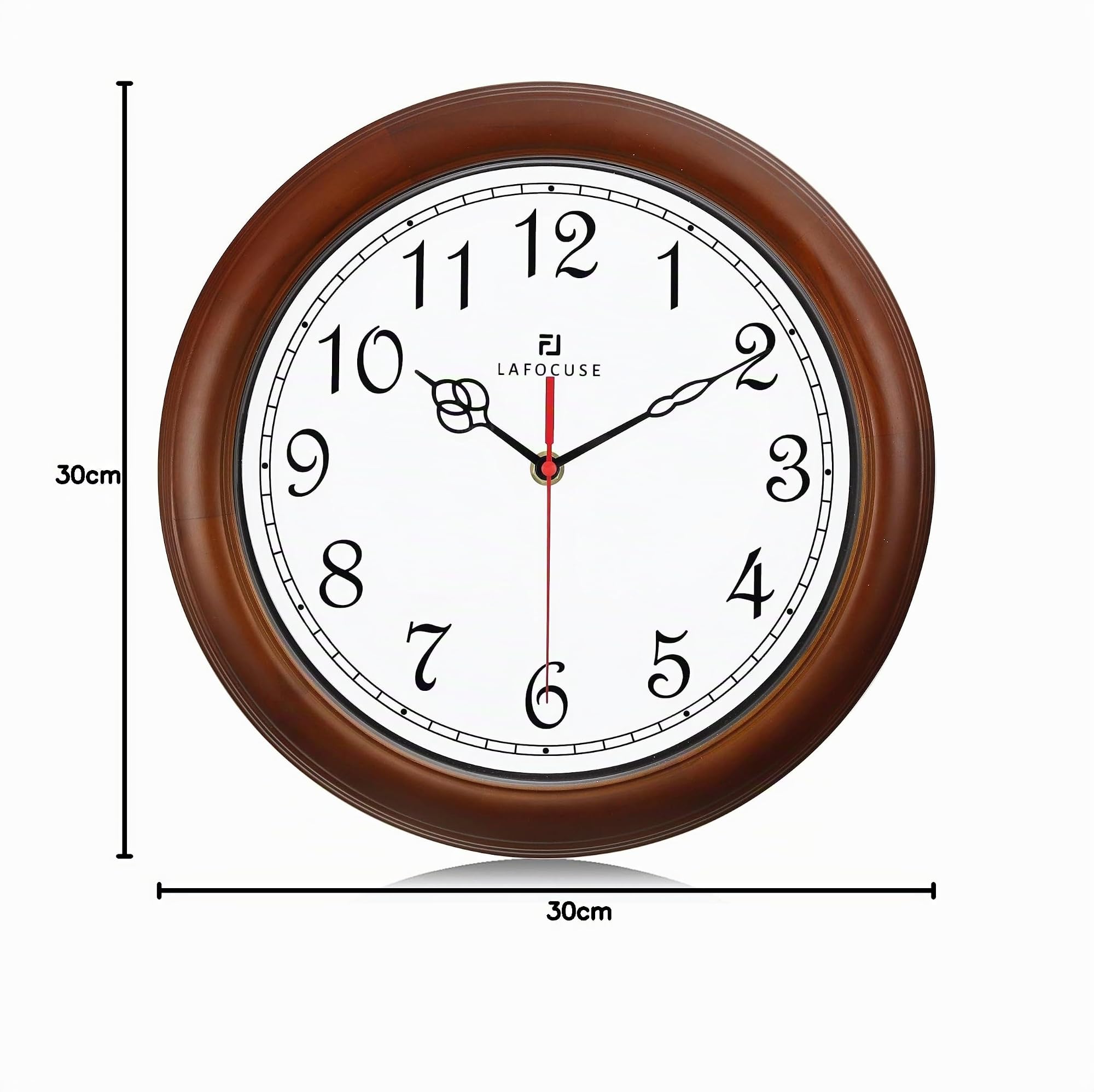 Lafocuse Horloge Murale Bois Massif Vintage 30cm Silencieuse Design Retro