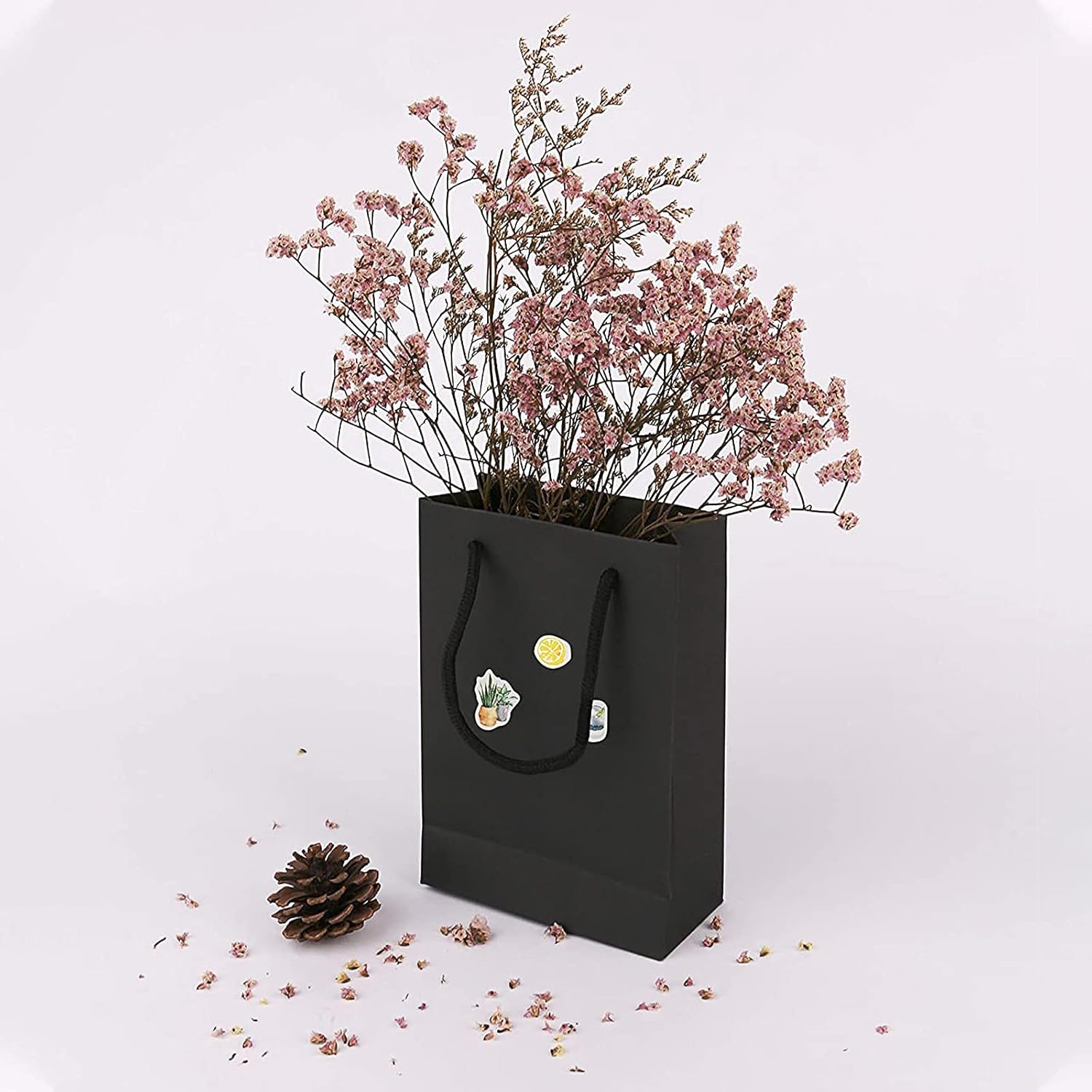 Small Gift Bags with Cotton Handle 50 Pack, 5.1x2.4x7.5inch Mini Black Kraft Paper Gift Bags Bulk, Small Size Matte Black Bags for Gifts - Image 6