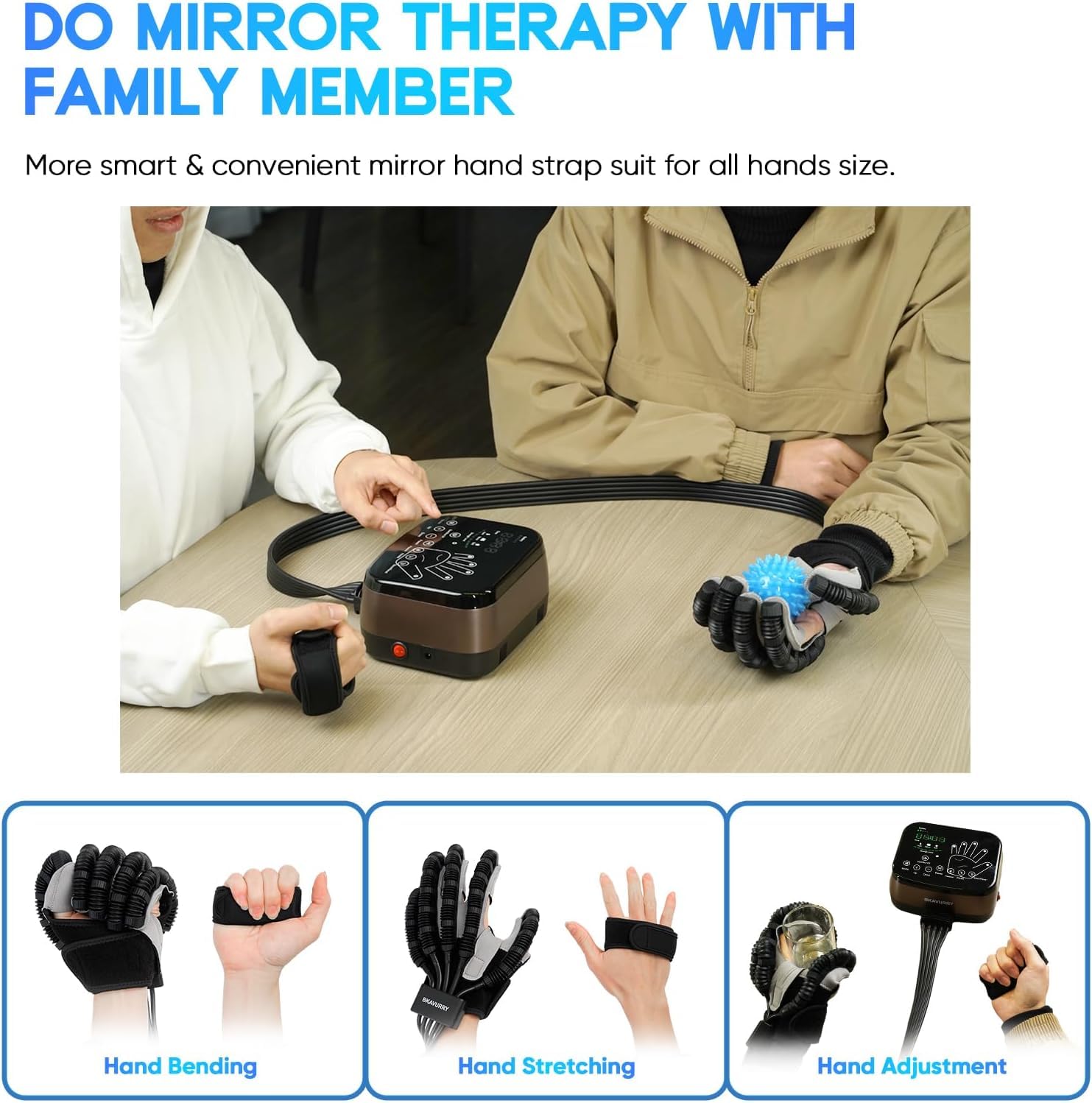 KWYBOW Rehabilitation Robot Gloves Right Hand, Hemiplegia Stroke Recovery Finger Robotic Therapy Equipment for Stroke M Left