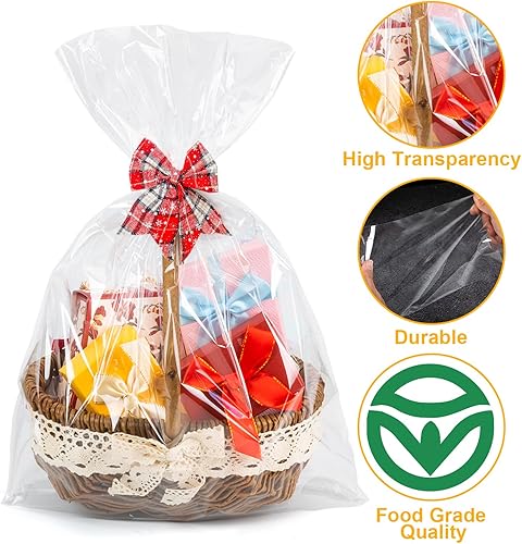 Miniatura 9 de 50 bolsas de celofán de 3 tamaños envoltura de celofán para cestas de regalo 24 x 30 16 x 24 12 x 18 pulgadas bolsas de embalaje transparentes
