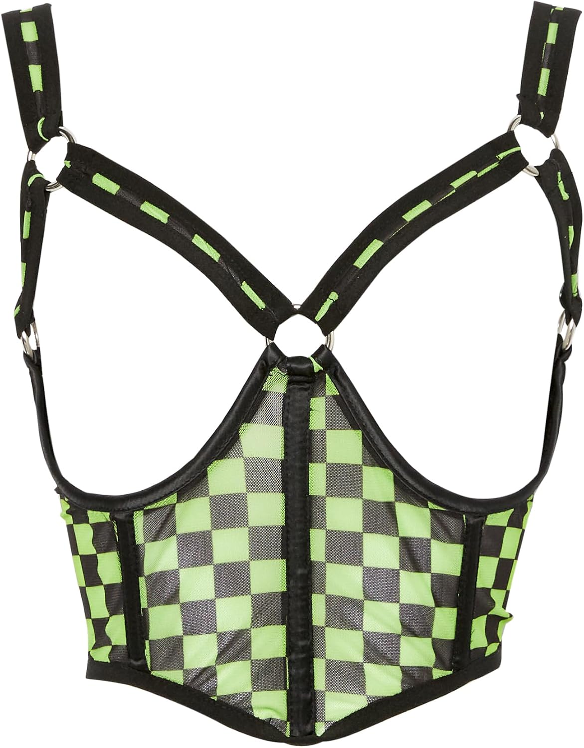 Daisy corsets Women's Lavish Checker Underwire Open Cup Lycra Cincher W/Criss Cross Back