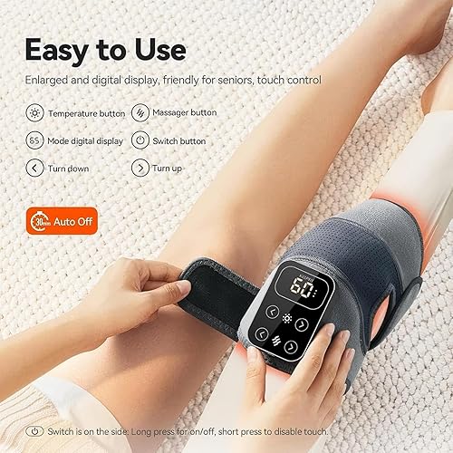 Miniatura 7 de MAXwarm 4.0 - Rodillera eléctrica calentada con 5 niveles de calor y 3 modos de masaje, regalos para hombres y mujeres (gris, par)