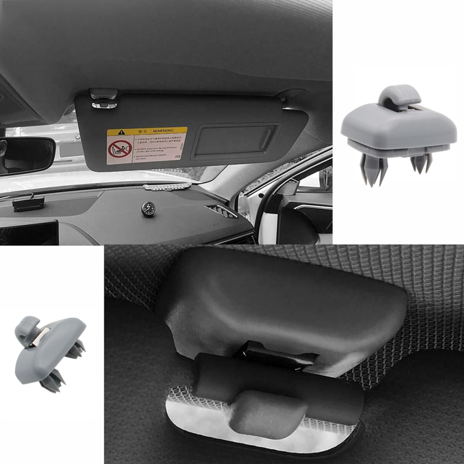 2Pcs Sun Visor Clips For Audi A4 A5 A7 Q3 Q5 B6 B7 B8 S4 S5 TT 8U0857562A Grey - Foto 12
