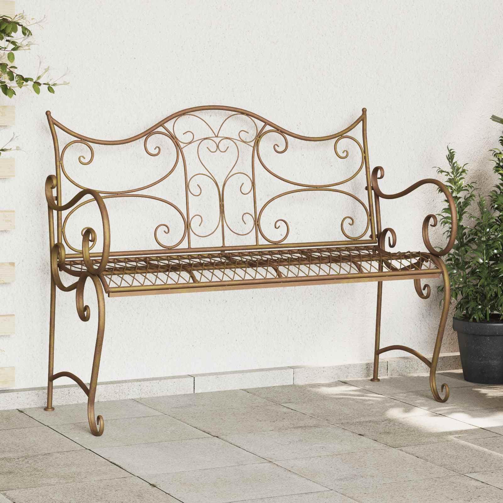 Fengshui Ławka stalowa 2-osobowa 114 cm antyczny brąz