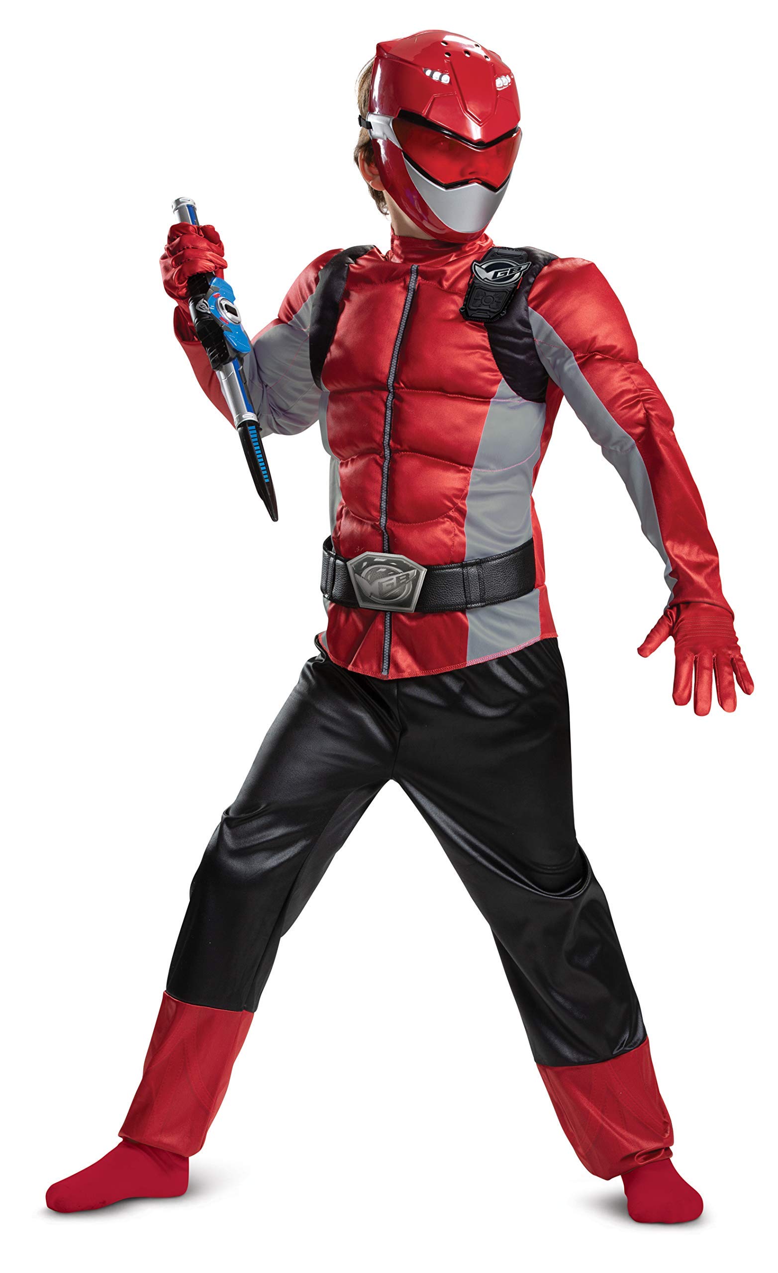 Disguise Disfraz Power Ranger Rojo Niño, Beast Morphers Musculoso, Superhéroe para Carnaval y Halloween