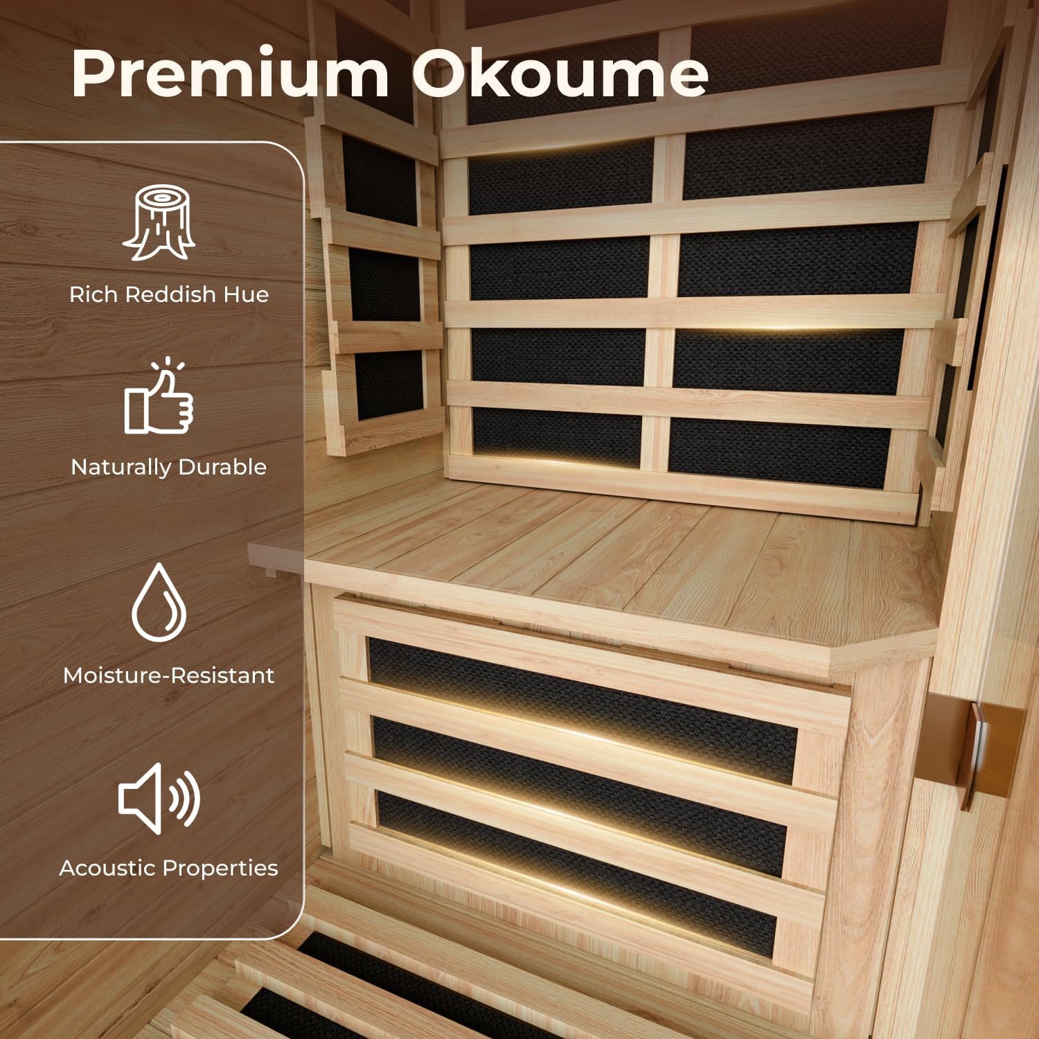 1 Person Far Infrared Sauna, Indoor Sauna for Home, 1000W Low EMF 110V with 7 Heaters, Chromotherapy Lights, Control Panel, Foot Controllable, Bluetooth Speaker, 28.7 * 35.2 * 61.4 in