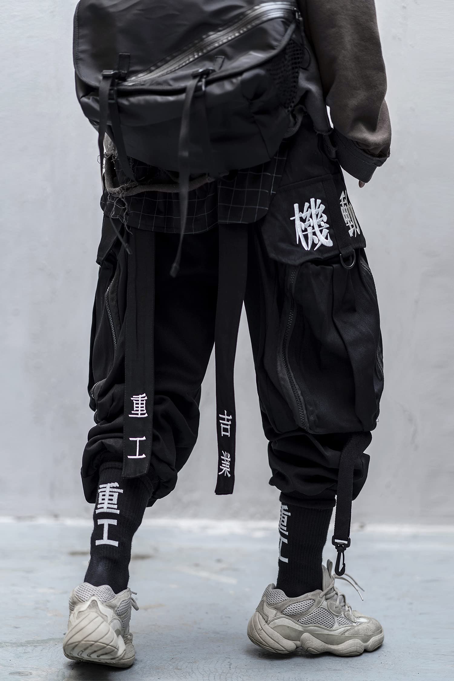 Niepce Inc Męskie japońskie spodnie Streetwear Techwear Cargo, Czarny, M