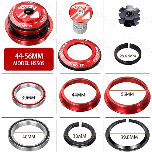 Vista 52 de BUCKLOS 1-1/8 Auriculares para bicicleta MTB sin rosca 34 44 44-50.6 44-55 44-56 1.646-2.047 in, tubo cónico recto para bicicletas de montaña