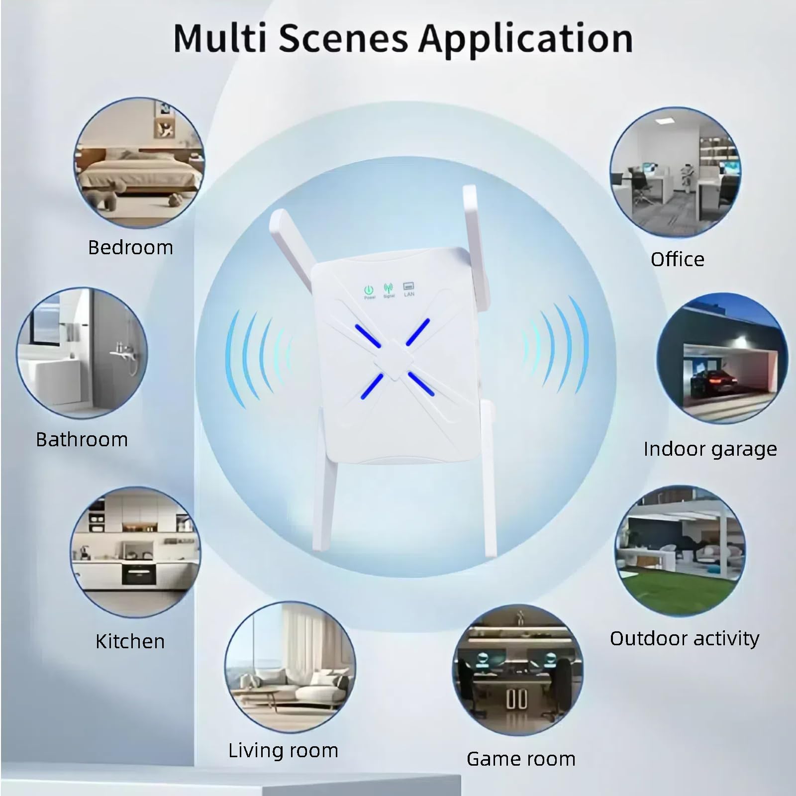 2024 ultima estensione WIFI, ripetitore wifi,5 GHz e 2,4 GHz doppia banda domestica,4 * Antenna che copre 4000 piedi quadrati e 45 dispositivi,Internet booster,configurazione