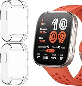 2Peças Película Protetora Compatível com Amazfit Bip 6,Capa Bumper Case de TPU para Amazfit Bip 6 Protetor de Tela (Transparente+Transparente)