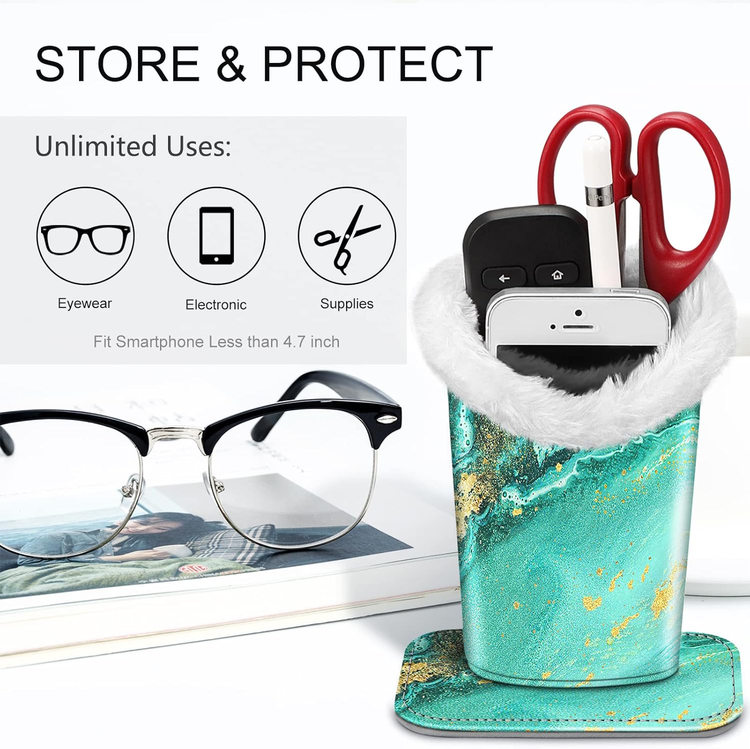 Fintie Plush Lined Eyeglasses Holder, Glasses Stand Case, Anti-scratch Glasses Storage Organizer for Desk, Nightstand, Office - Image 4