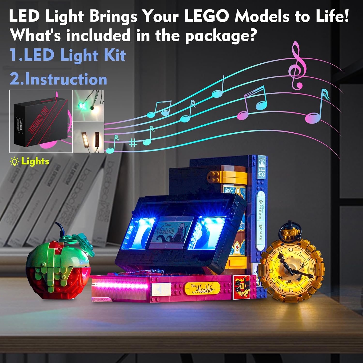 LED Light Kit Compatible with Lego Villain Icons 43227, Music Version Creative Lighting Set Accessories Compatible with Lego 43227 for Fans(Lights Only, No Models)