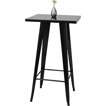 Mendler HWC-A73 Bar Table Metal Industrial Design 105 x 60 x 60 cm Black