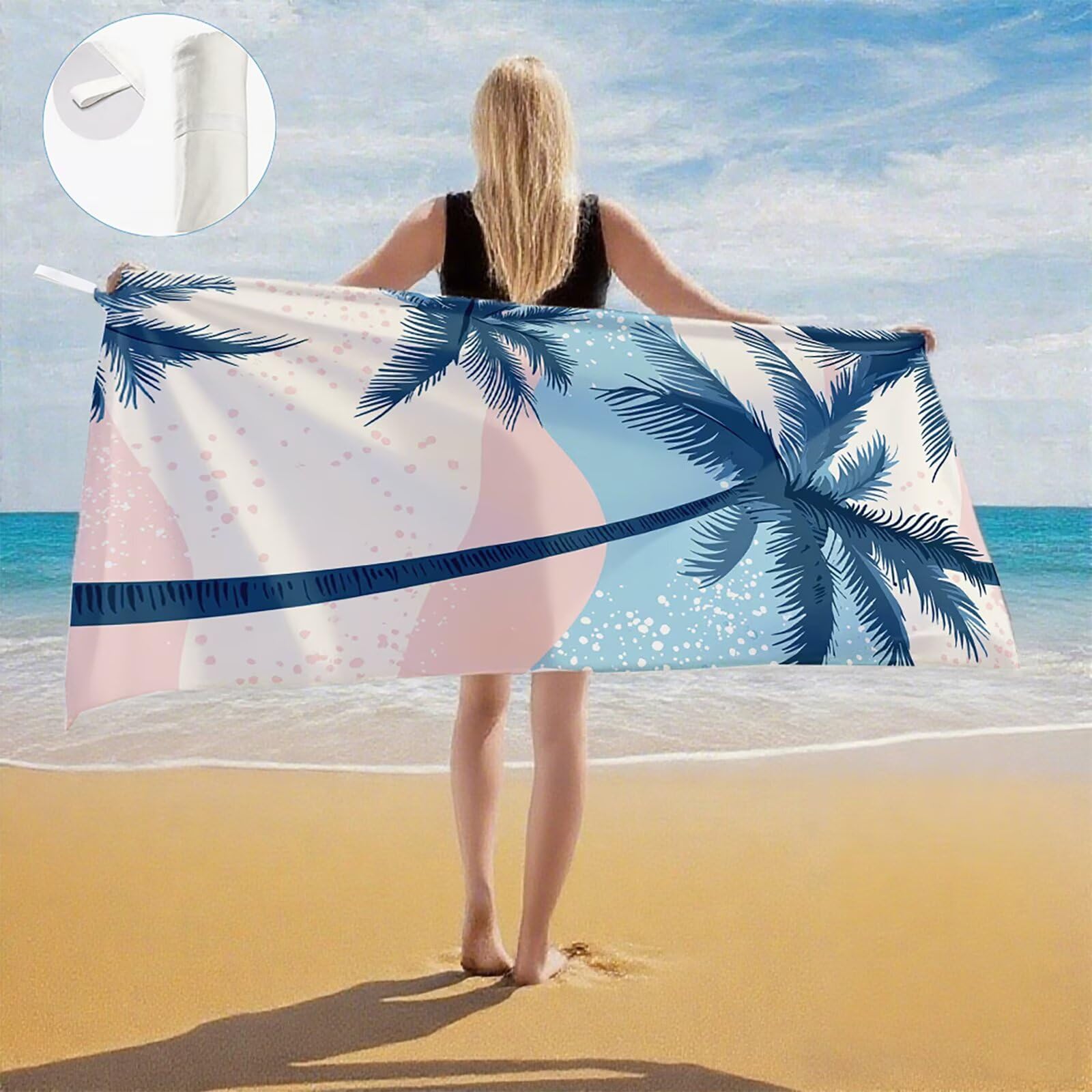 Telo Mare Microfibra, Telo Mare Grande 200x100 cm Set da 2, Antisabbia Asciugatura Rapida Assorbente Salvietta da Spiaggia Asciugamano per Palestra Piscina Viaggi Picnic, Regali Donna Estate Q-632