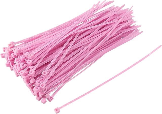 uxcell 120pcs Cable Zip Ties Nylon Cable Wire Ties 6 Inch Self-Locking Nylon Tie Wraps Pink