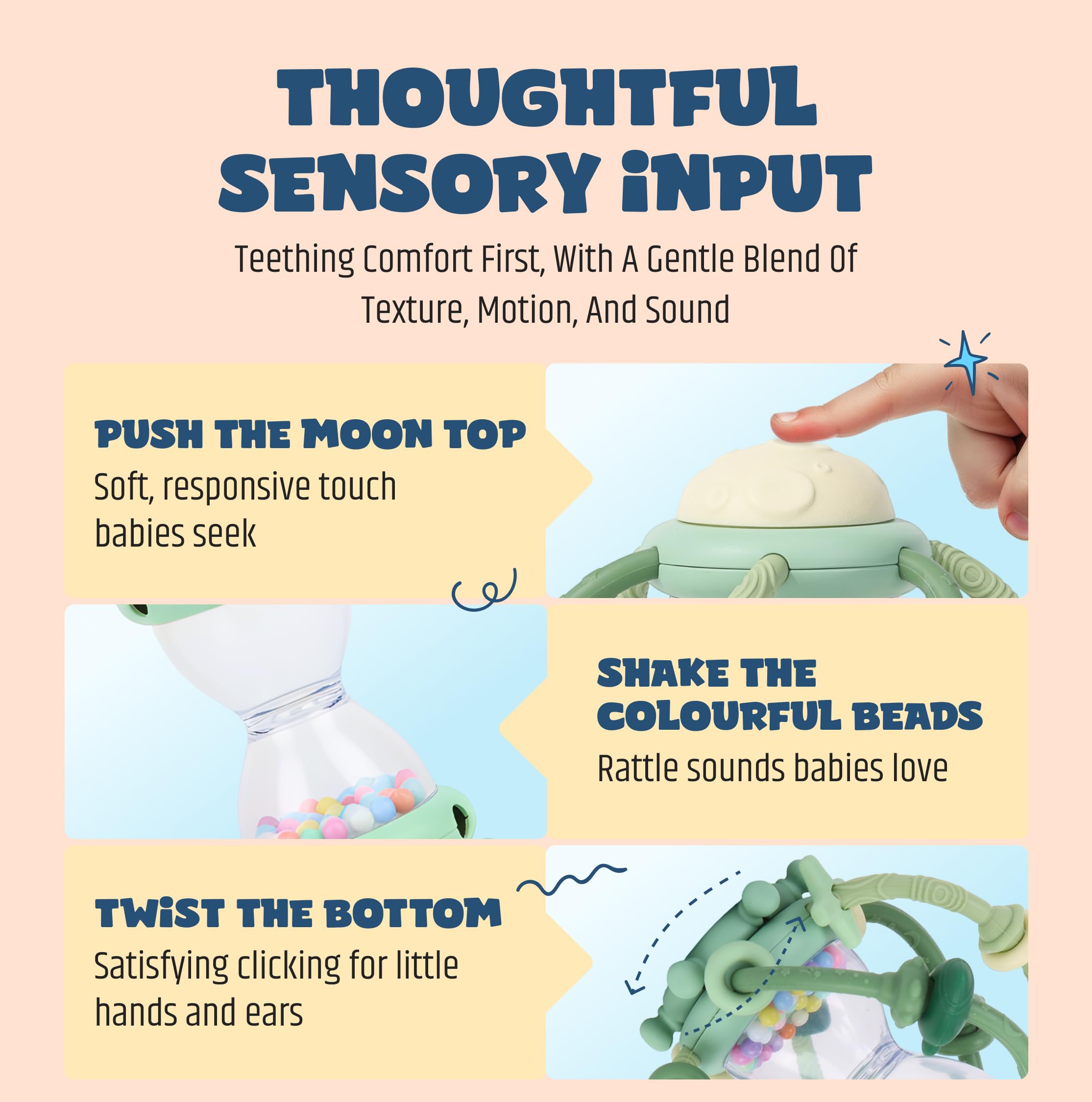 Baby Teething Toy & Rattle by Jumble Dream, BPA-Free Teether Silicone Sensory Toy for Babies, 0-12 Months Infant Toy, Soft - Image 3
