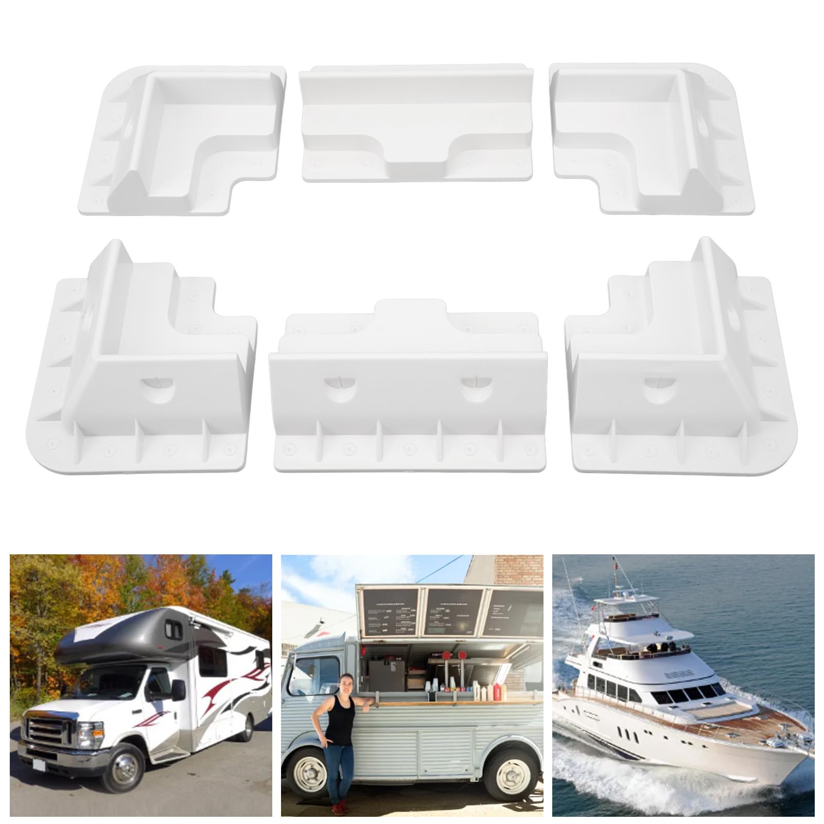 6 staffe di Montaggio per Pannello Solare, Kit di Montaggio angolare in ABS, Staffa angolare Senza Trapano, Resistente alla Luce Solare, per tetti di Camper, roulotte, Veicoli, (Bianco)