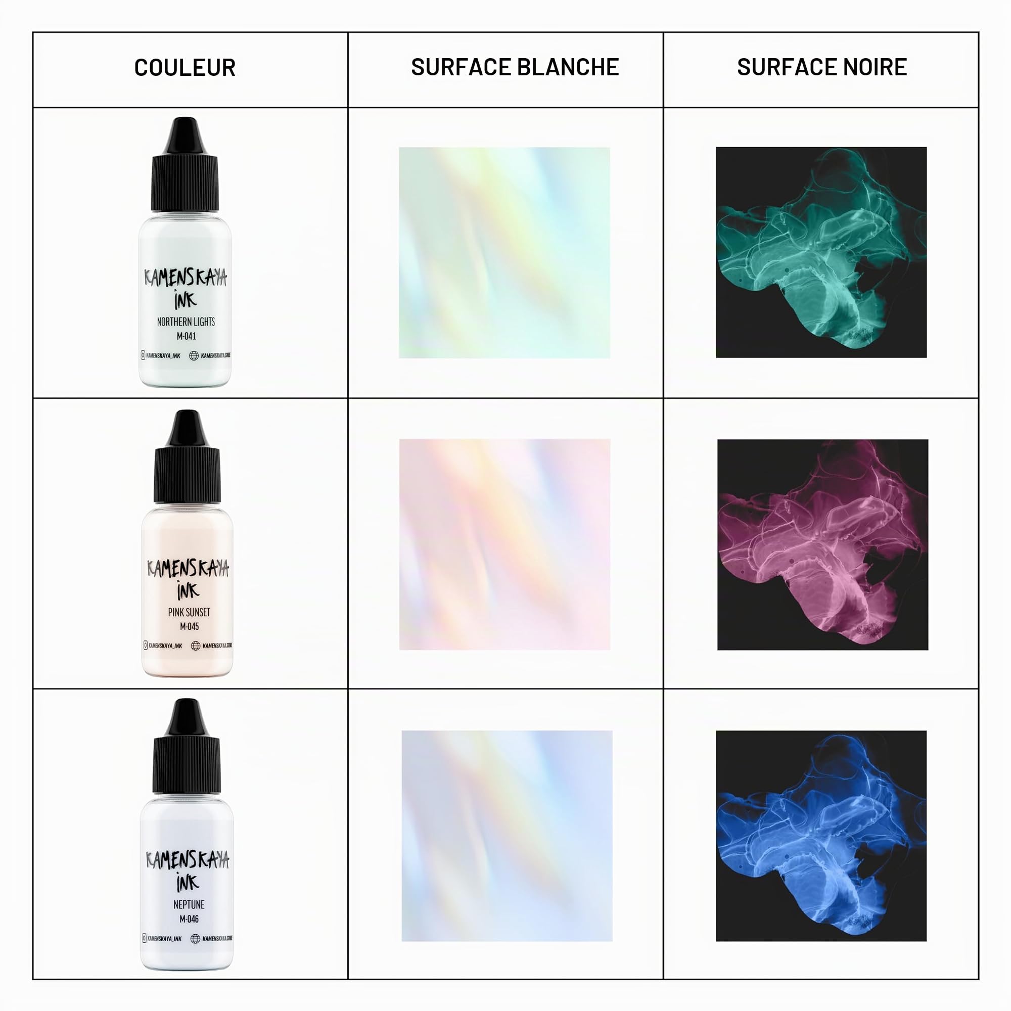 KAMENSKAYA Pearl Lot de 6 encres à l'alcool 15 ml chacune