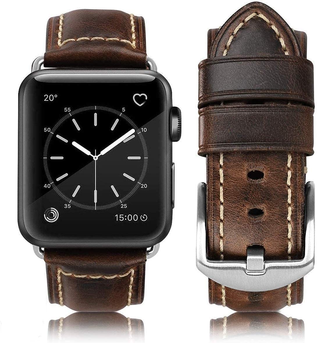 HUAFIY Leather Strap for Apple Watch Strap 38 mm 40 mm 41mm