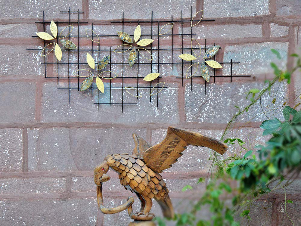 vedas Exports Wrought Iron Multicolour Nova Abstract Wall Decorative Hanging & Mounted Art Sculpture Living Room Decor (Size 55 x 25 inches)