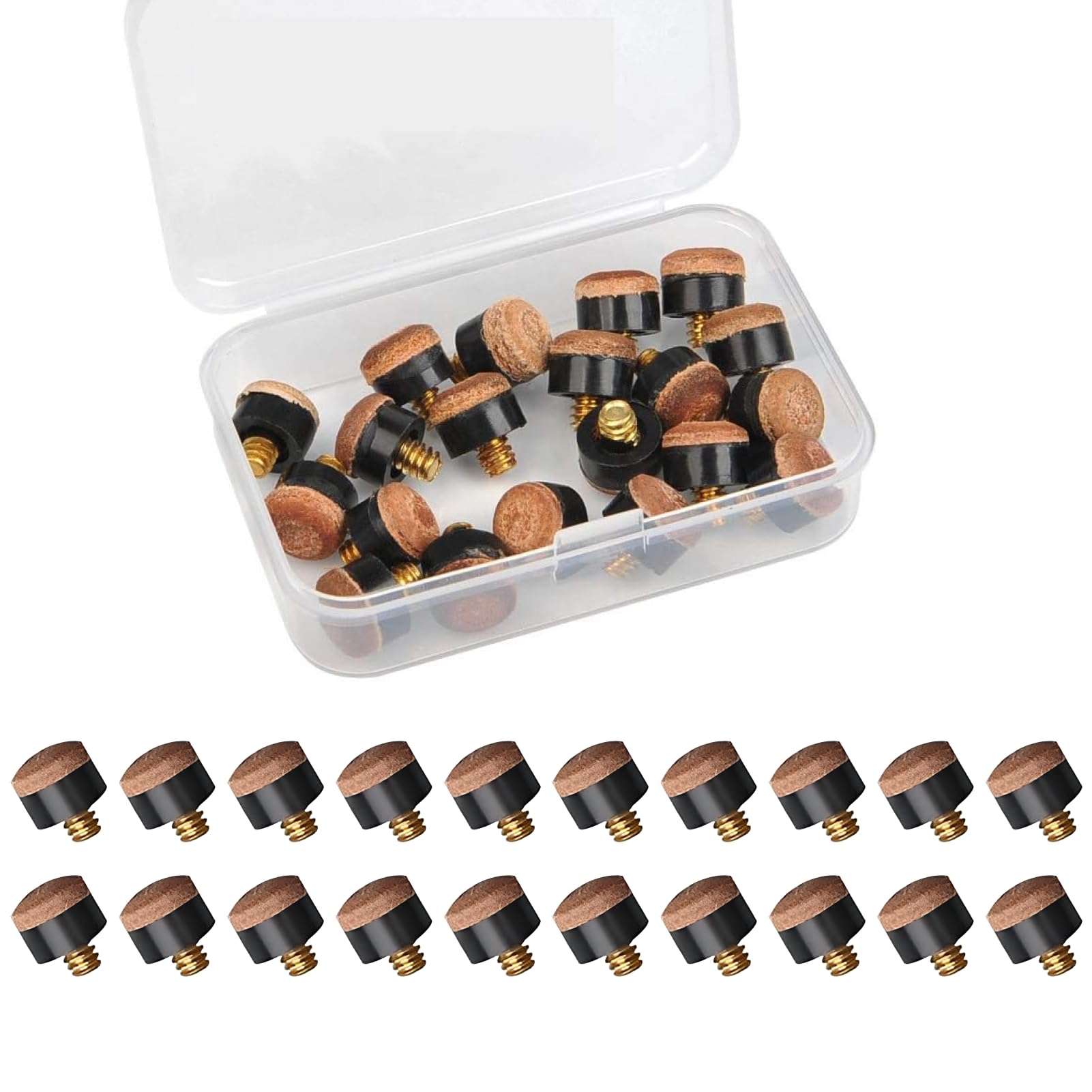 20 sztuk Końcówka ogona bilardowego, 10 mm, drewniana metalowa końcówka do wędki snookera, trwała i łatwa w instalacji, idealna dla miłośników bilarda i profesjonalistów
