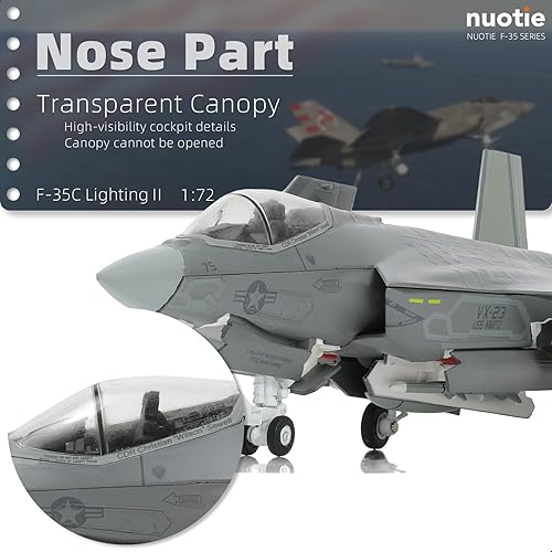 Miniatura 3 de F-35C Lightning 172 Metal Fighter Model Kits con soporte VX-23 3 versiones ABC Diecast Alloy Jet Replica Pre-Build Militar Avión Colección para