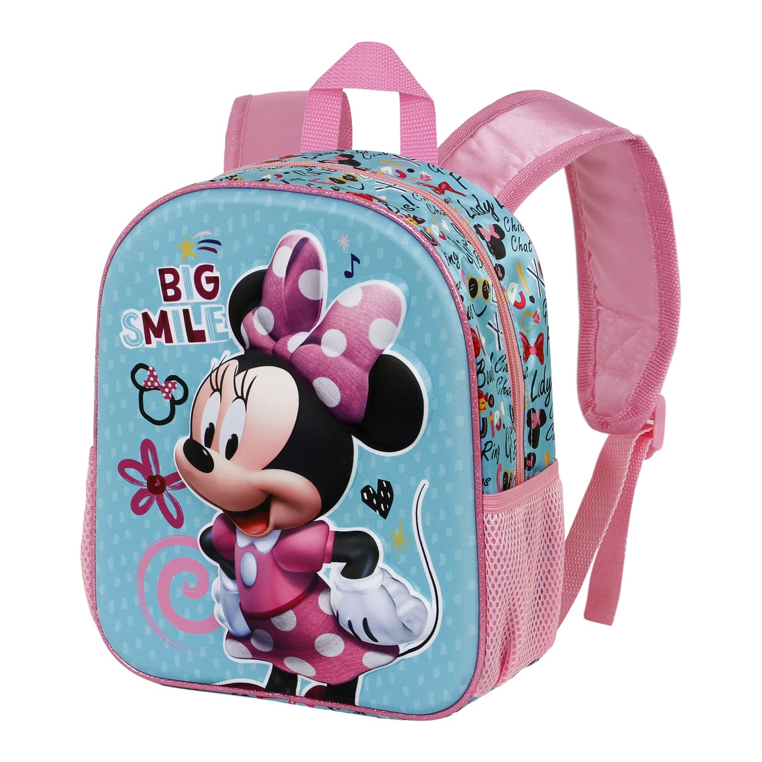 Disney Minnie Mouse Big Smile-Mochila 3D Pequeña, Azul, 26 x 31 cm, Capacidad 8.5 L