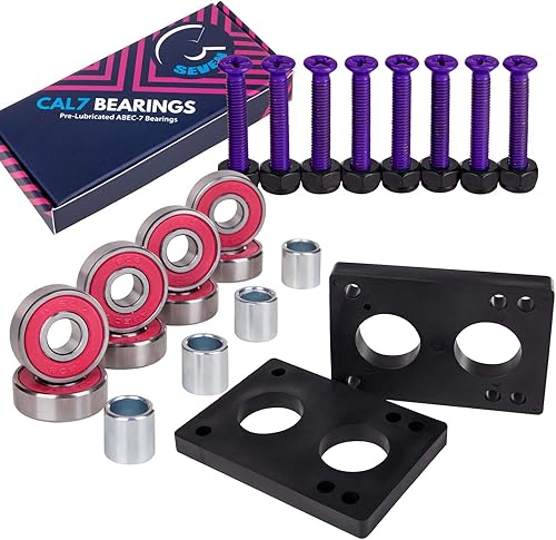 Miniatura 7 de Cal 7 Skateboard Bundle 1.25" Steel Hardware, 14" Riser Pads, and ABEC-7 Bearings