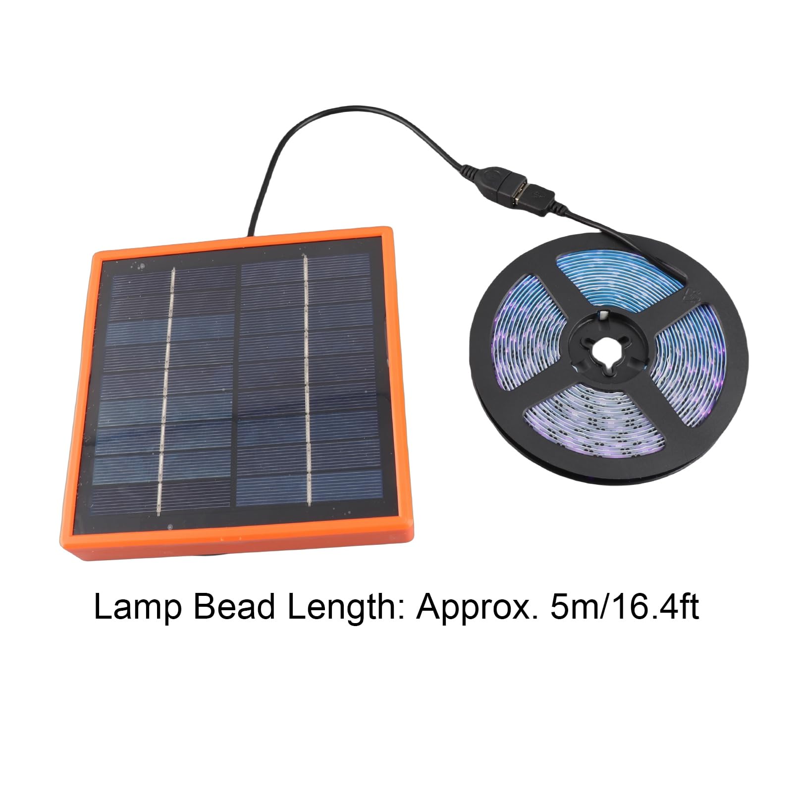 Lumière de Croissance de Plantes Solaires 5V, Bande de Lampe à LED de 16,4 Pieds, Lampe de Culture de Plantes à Spectre Complet à LED D'extérieur Solaire pour le Jardinage Sous Serre