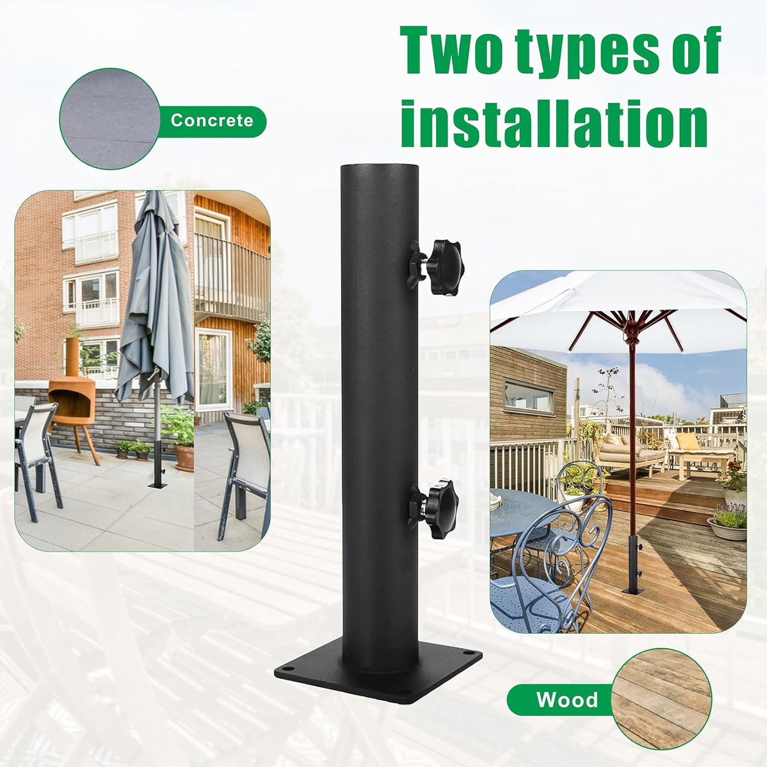 Patio Umbrella Outdoor Base Heavy Duty Steel Outdoor Umbrella Base,Umbrella Mount Umbrella Clamp Universal on Deck or Patio Umbrella Holder Stand for Decks,patios,Docks,Pontoons,Picnic Tables (1)