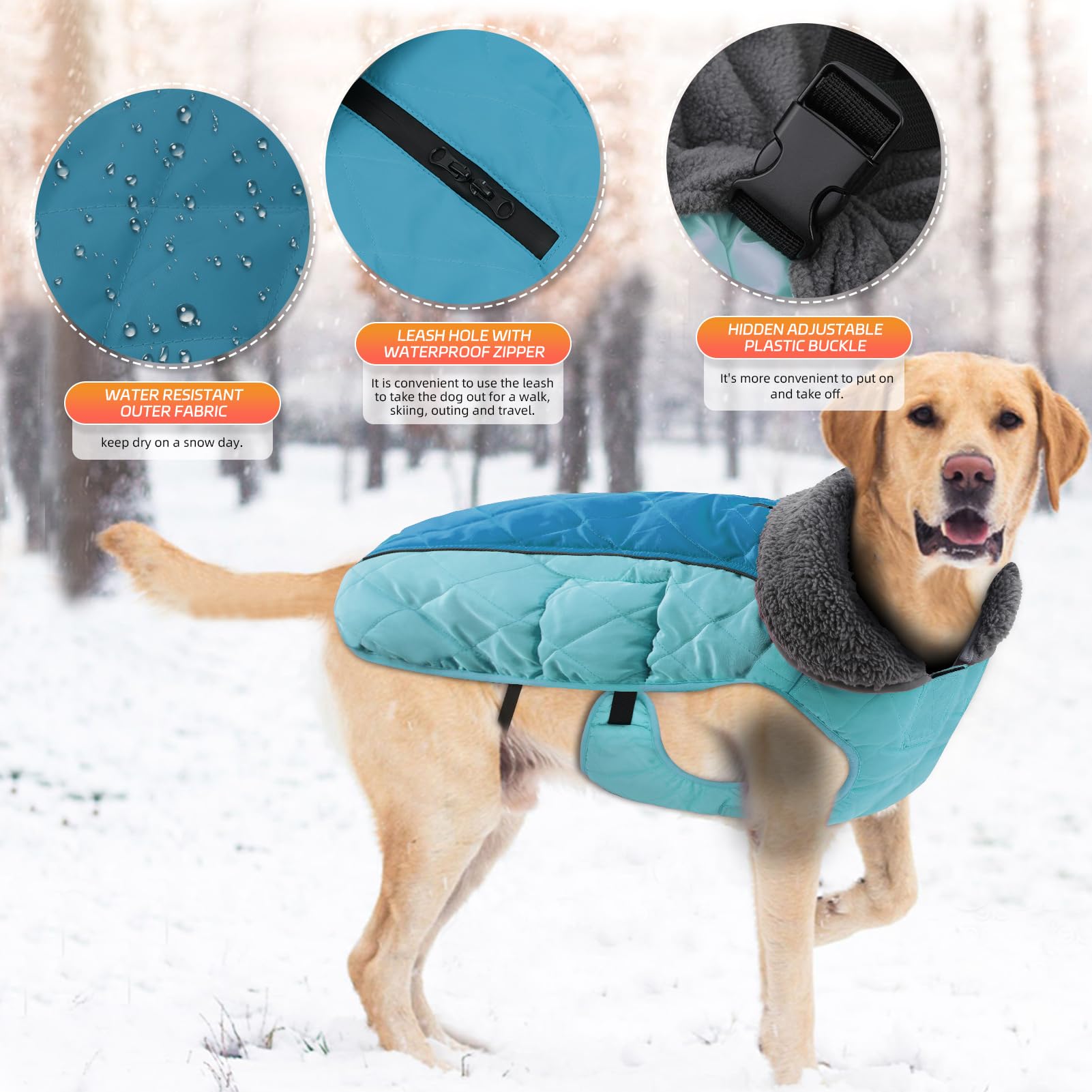 Doglay Chaqueta para perro, abrigo de invierno impermeable con cuello peludo grueso, forro reflectante, forro polar cálido, abrigo de nieve para perros pequeños a grandes