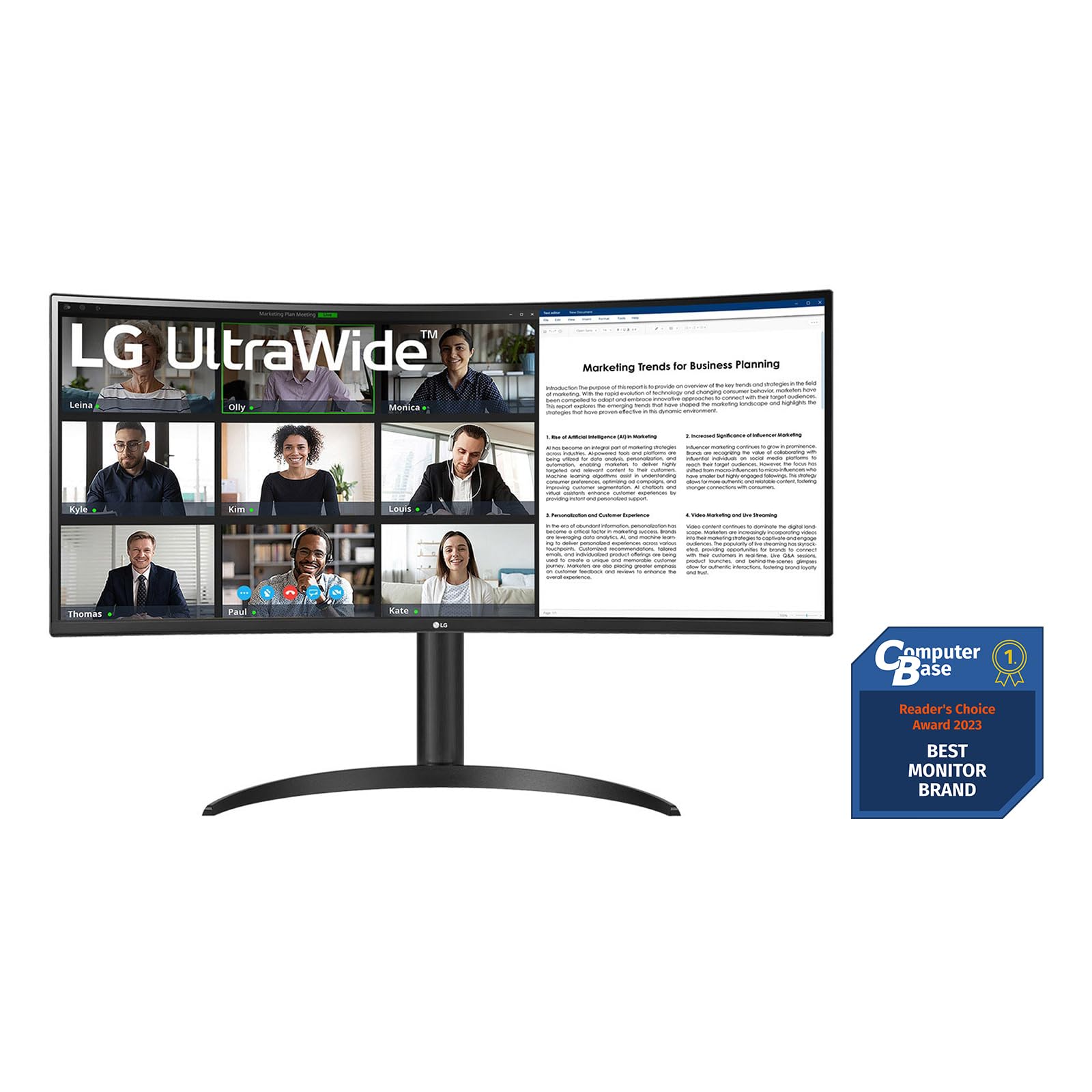 LG UltraWide 21:9 Curved QHD Monitor 34WR55QC-B - 34 Zoll, HDR10, PBP-Modus, OnScreen Control, AMD FreeSync, 100Hz, USB-C, Höhenverstellung (110mm) - Schwarz