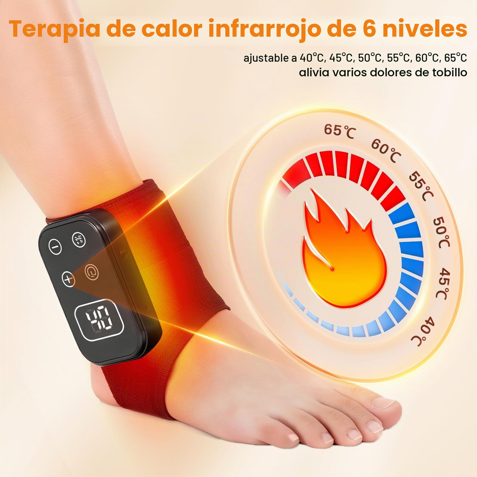 Masajeador de pies inalámbrico 3 en 1 con calor, 5 niveles de vibración y 6 niveles de calor - Masajeador de pies y tobillos para relajar talones y plantas de los pies, recargable(Negro)