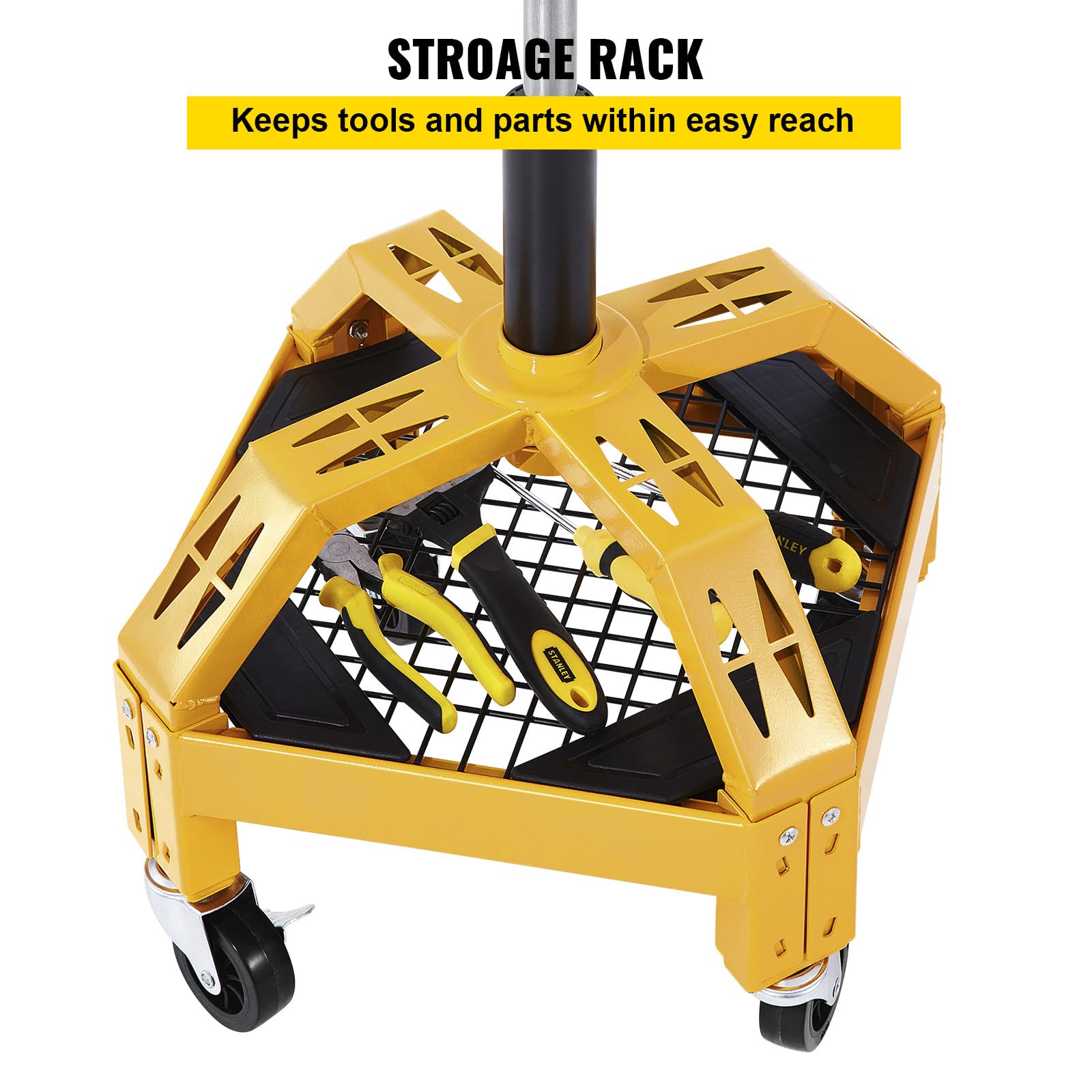 Stool Attach Tray 360 Degree Casters VEVOR Adjustable Shop Stool - Pneumatic Garage Stool ...