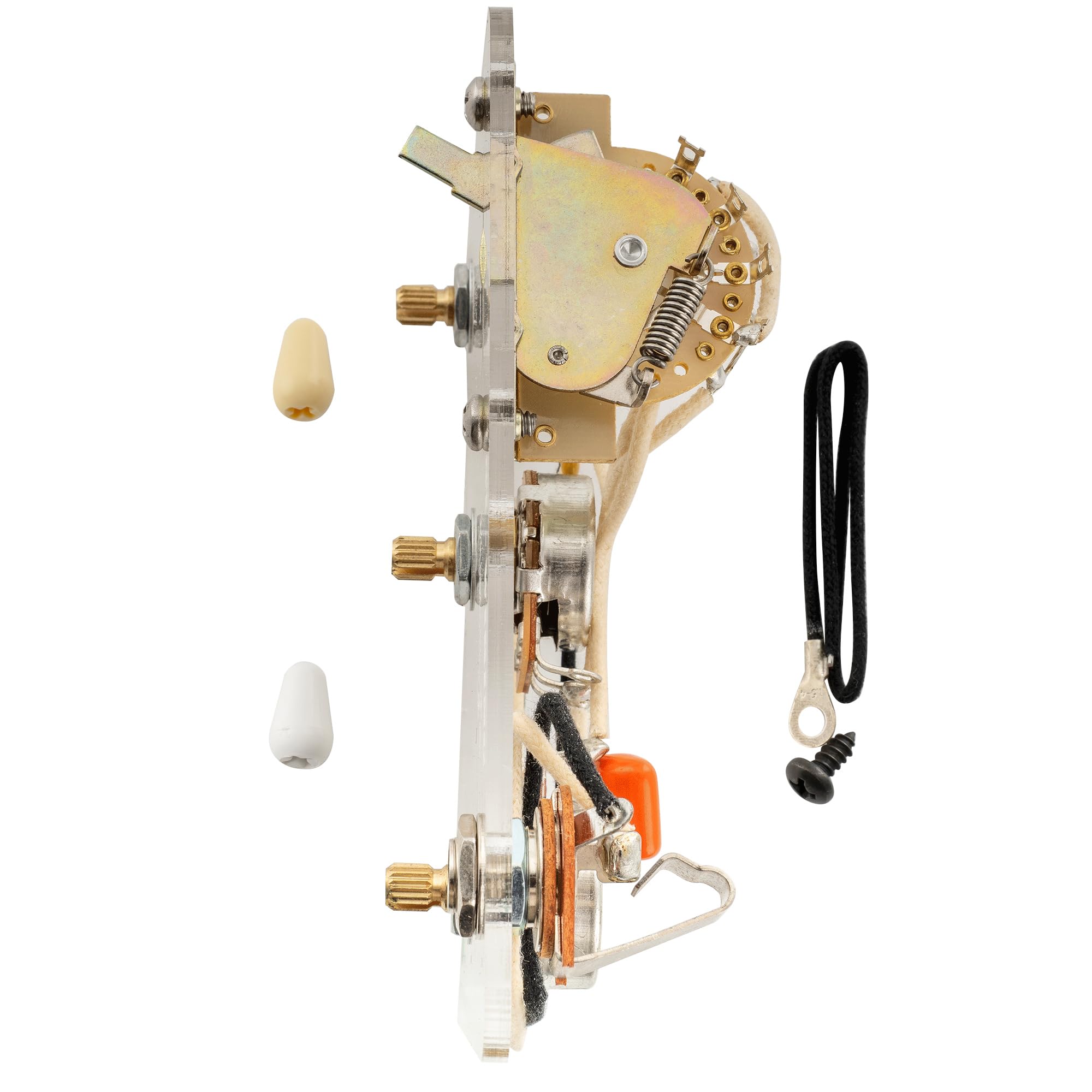 Musiclily Pro Guitarra Eléctrica Pre-cableado Kit de Electrónica para American Strat Style SSS con Selector 5 Posiciones y 3A Potenciometros, Nickel Jack