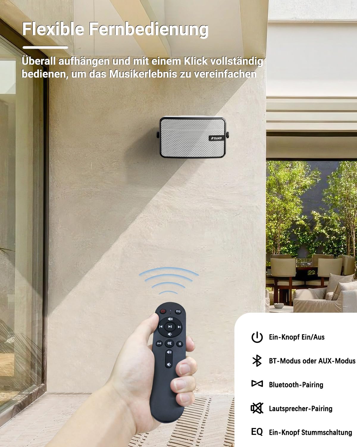 Inwa 400W Bluetooth Outdoor Lautsprecher, Wireless Soundsystem für den Innen- und Outdoor, IPX5 Wasserfest(2 Stück, Bluetooth-Name: Sync Speaker, Modell: MZ621, RMS 40W)