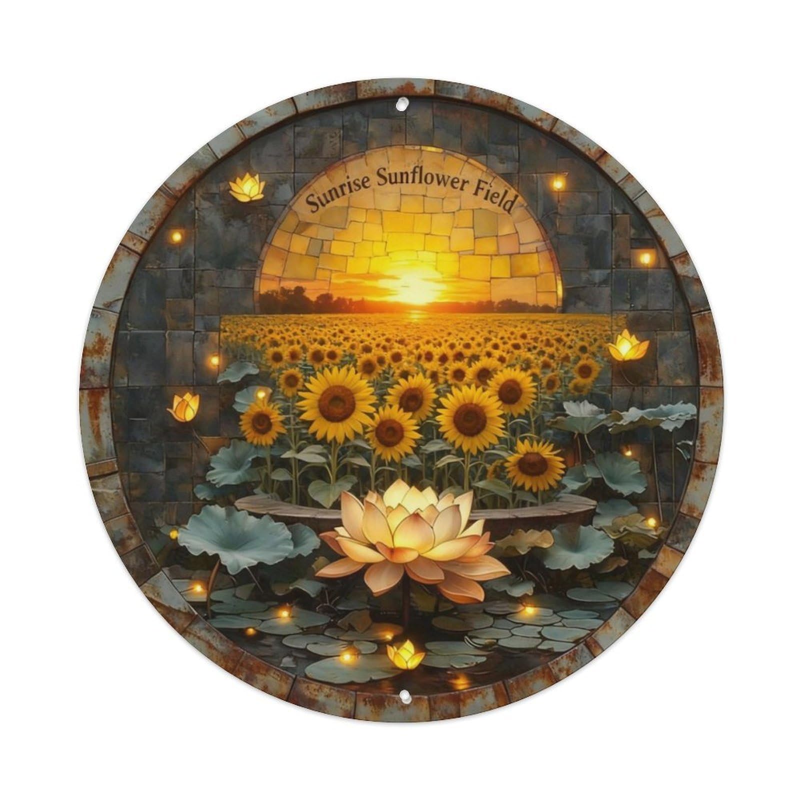 Sunrise Sunflower Field Metal Tin Sign Plaque