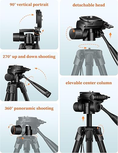 Miniatura 7 de JOILCAN Soporte de trípode para teléfono, trípode de 68 pulgadas para iPad, iPhone, tableta con soporte universal remoto, bolsa de transporte,