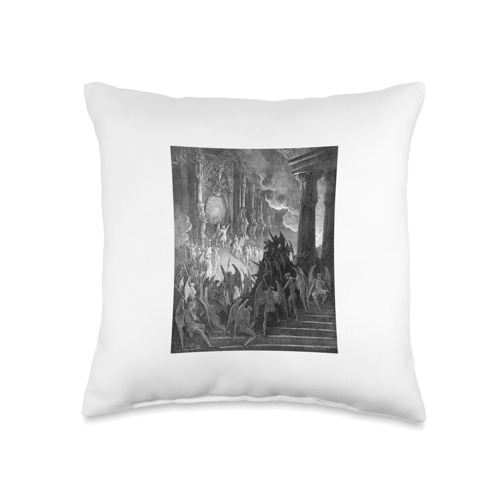 Paradise Lost "High On A Throne" Gustave Doré Art Throw Pillow