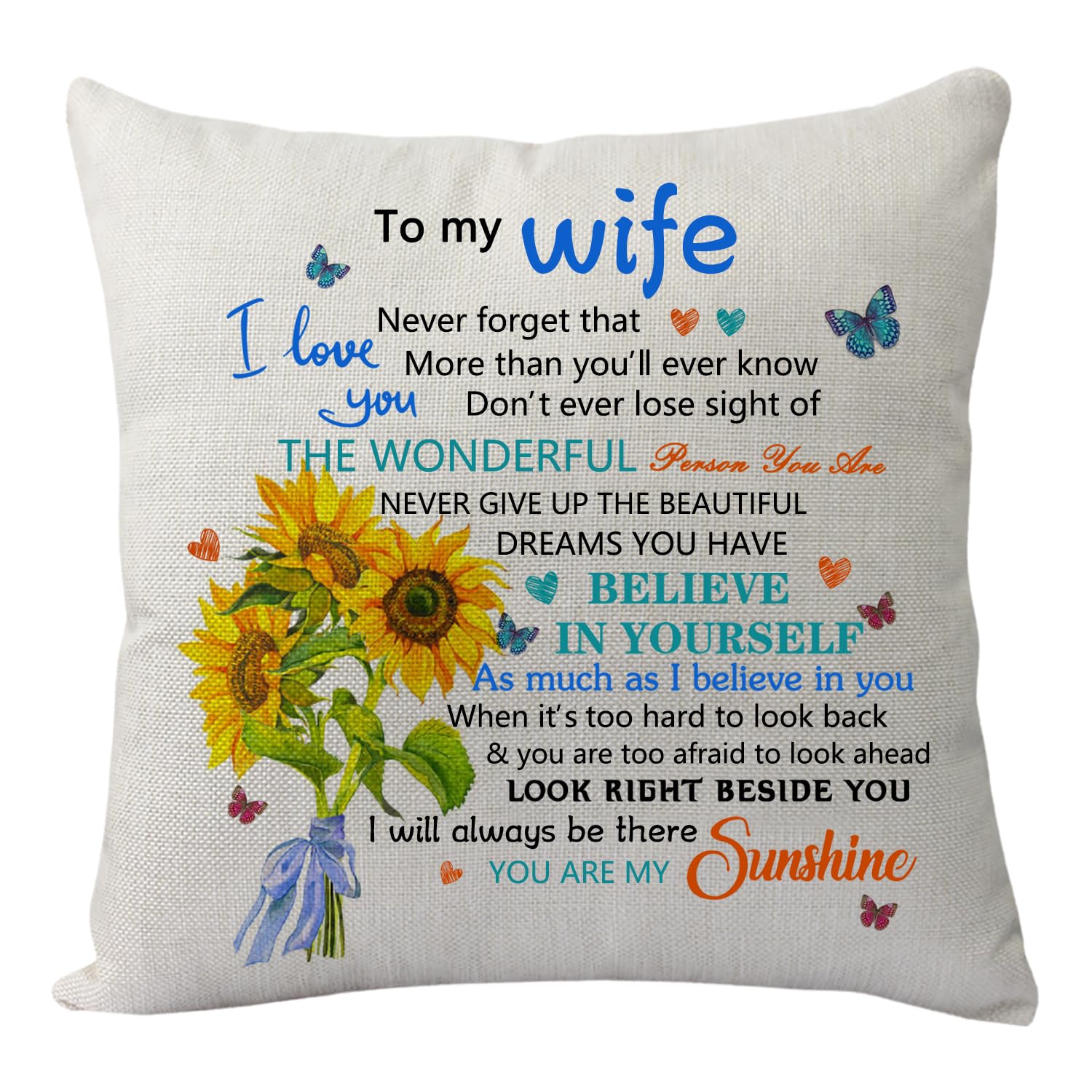 KHLOY Wife Pillowcase Gift from Husband, Inspirational 'Never Forget That I Love You' Pillow Cover, Funny Cushion Cover for Birthday, Anniversary,
